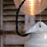 Industrial lamp in glass and metal