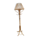 Floor lamp with vintage rattan coat rack