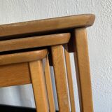 Vintage 1960s nesting tables, light wood coffee table - 52 x 55 x 3
