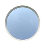 Miroir rond vintage en bois peint blanc d'un seul tenant - 68 cm