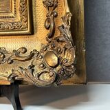 Oil on wood panel, woman with basket, signed LP, Jean Baptiste Le Prince?