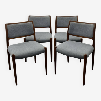 Model 80 Dining Room Chairs in Teak by Niels Otto Möller for J.L. Möller-Hojbjerg, 1960s, Set of 4