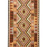 Geometric Kilim Runner Rug, Handmade Wool Contemporary Rug 185 x 103 cm