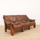 Brutalist wooden and leather canapé by Percival Lafer, 1960.
