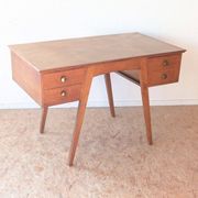 Bureau recto-verso chêne pieds compas des années 50