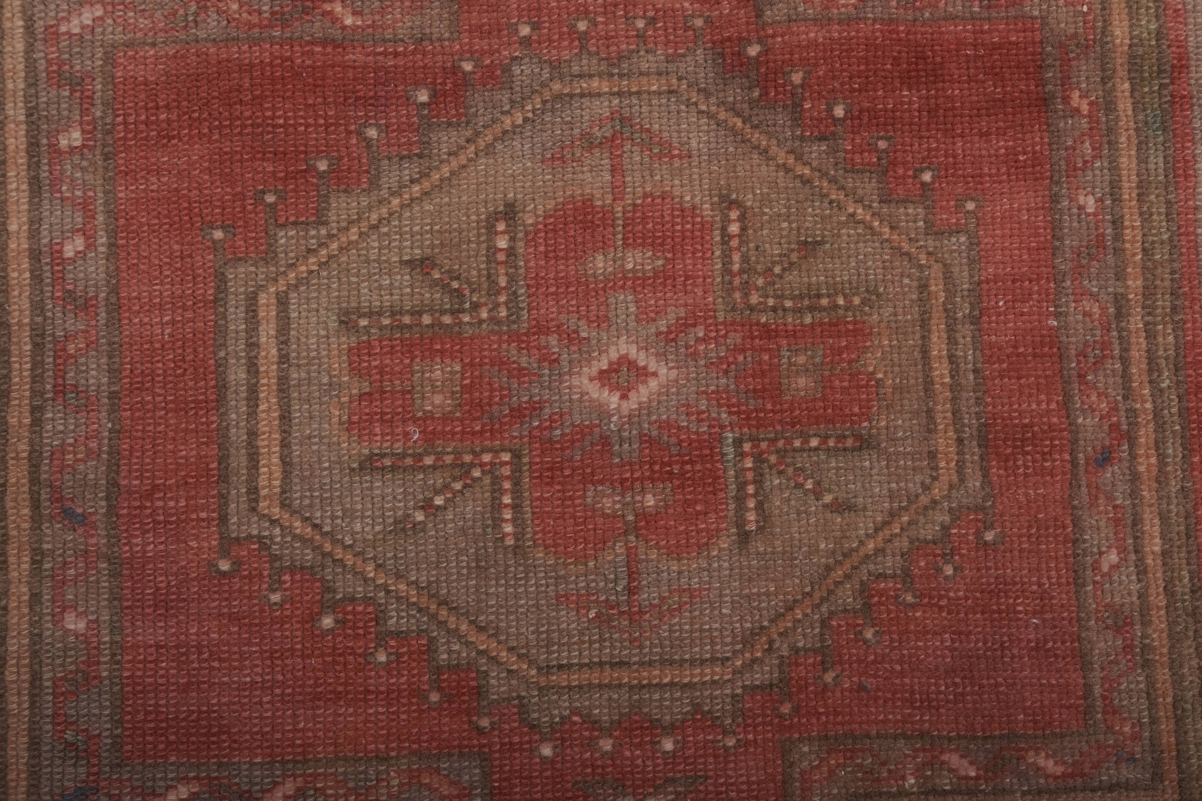 Vintage tribal geometric caucasian runner rug hand-knotted oriental carpet