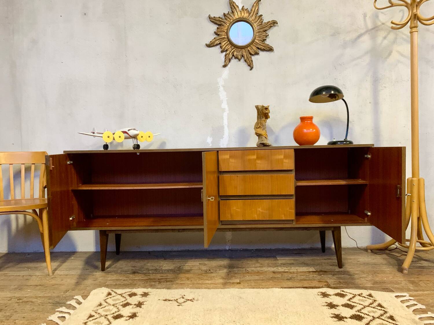 Vintage sideboard with metal legs