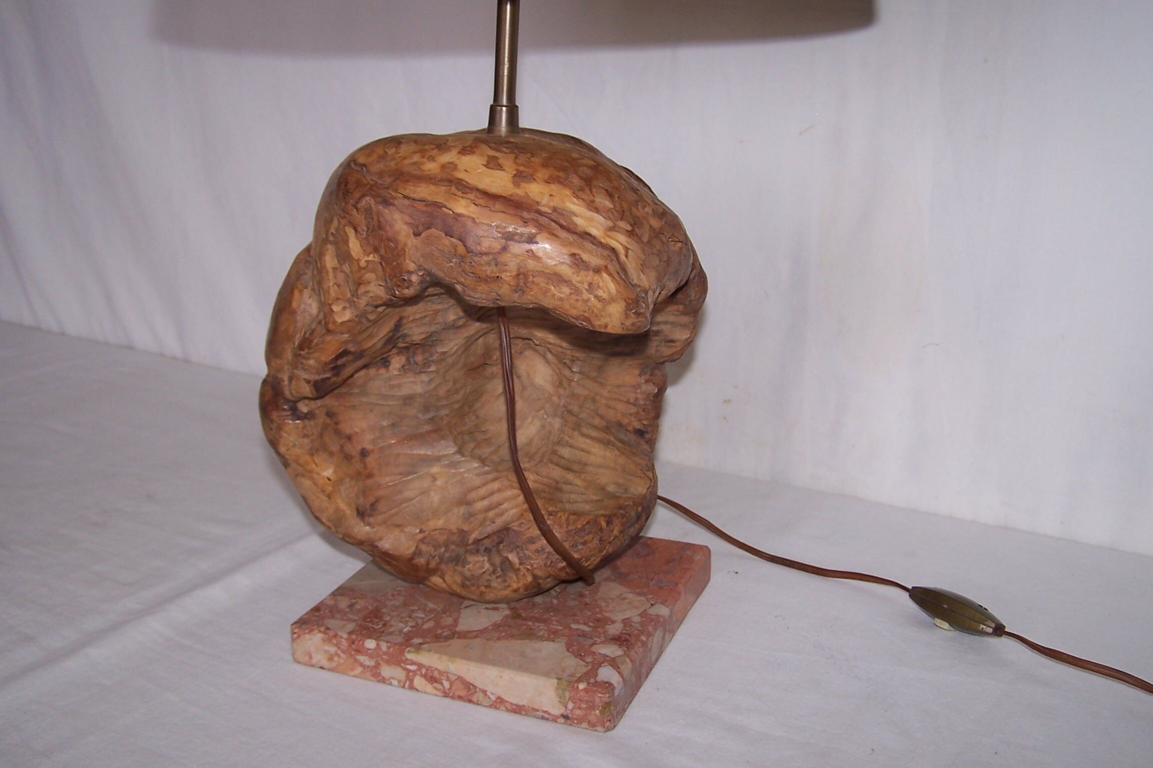 Sculptural lamp wood - marble - 60s