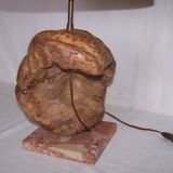 Sculptural lamp wood - marble - 60s