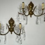 Paire d’appliques bronze et cristal