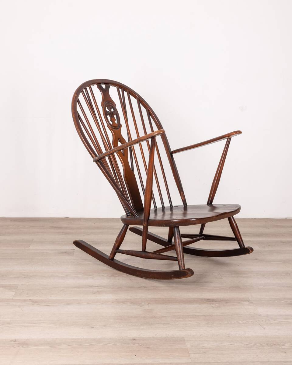 VINTAGE ROCKING CHAIR 50'S MOD. 316 DESIGN LUCIAN ERCOLANI FOR ERCOL