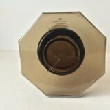 Smoked cut glass vase octagonal base