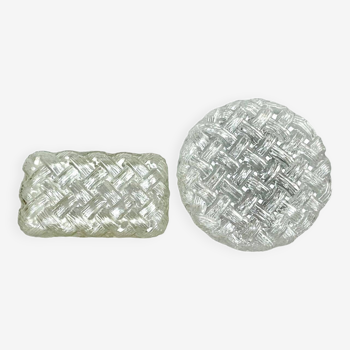 Set of2 round rectangular flush mount lamps