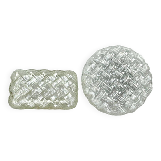 Set of2 round rectangular flush mount lamps