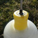 white and yellow vintage textured glass pendant lamp 50s