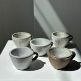 Set of 5 Indonesian ceramic handle coffee cups