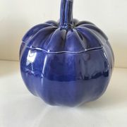 Large vintage soup tureen in glazed ultramarine ceramic