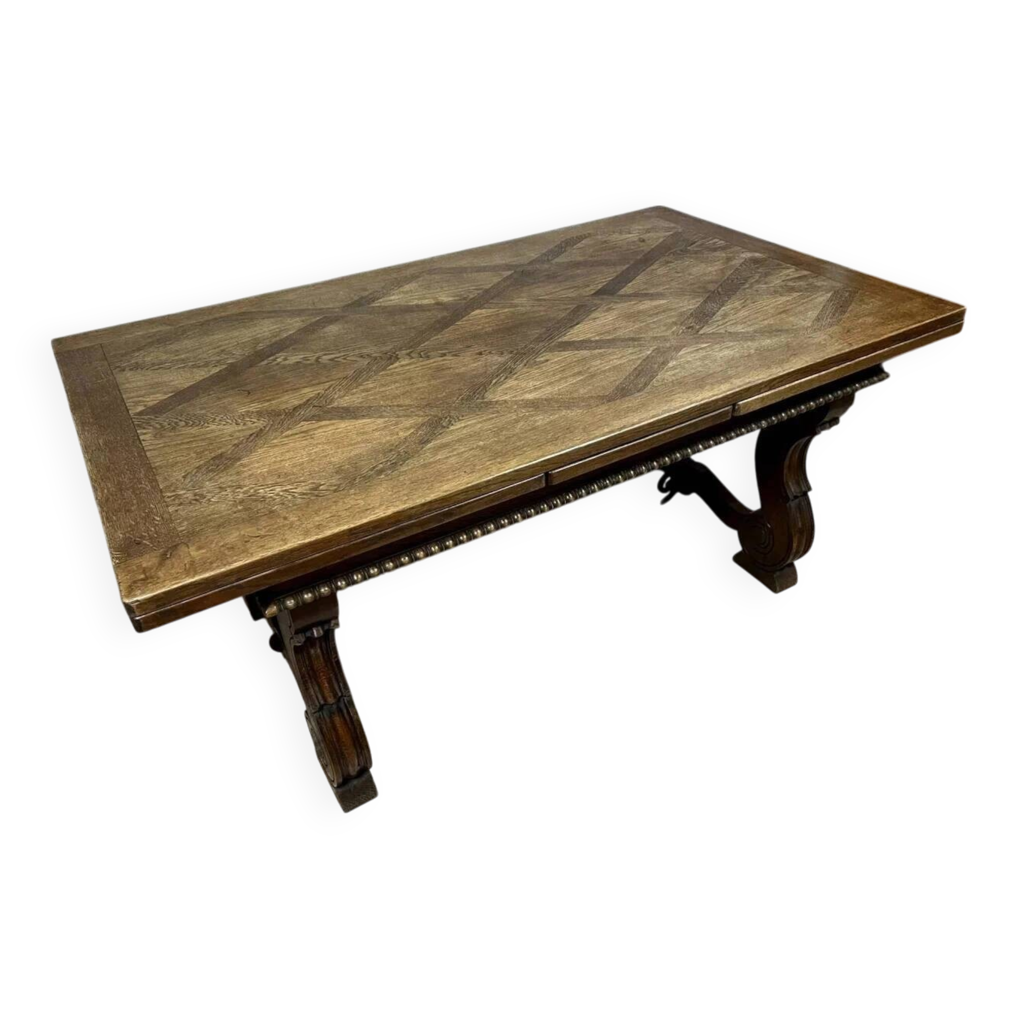 Table extensible style Renaissance en chêne vers 1900