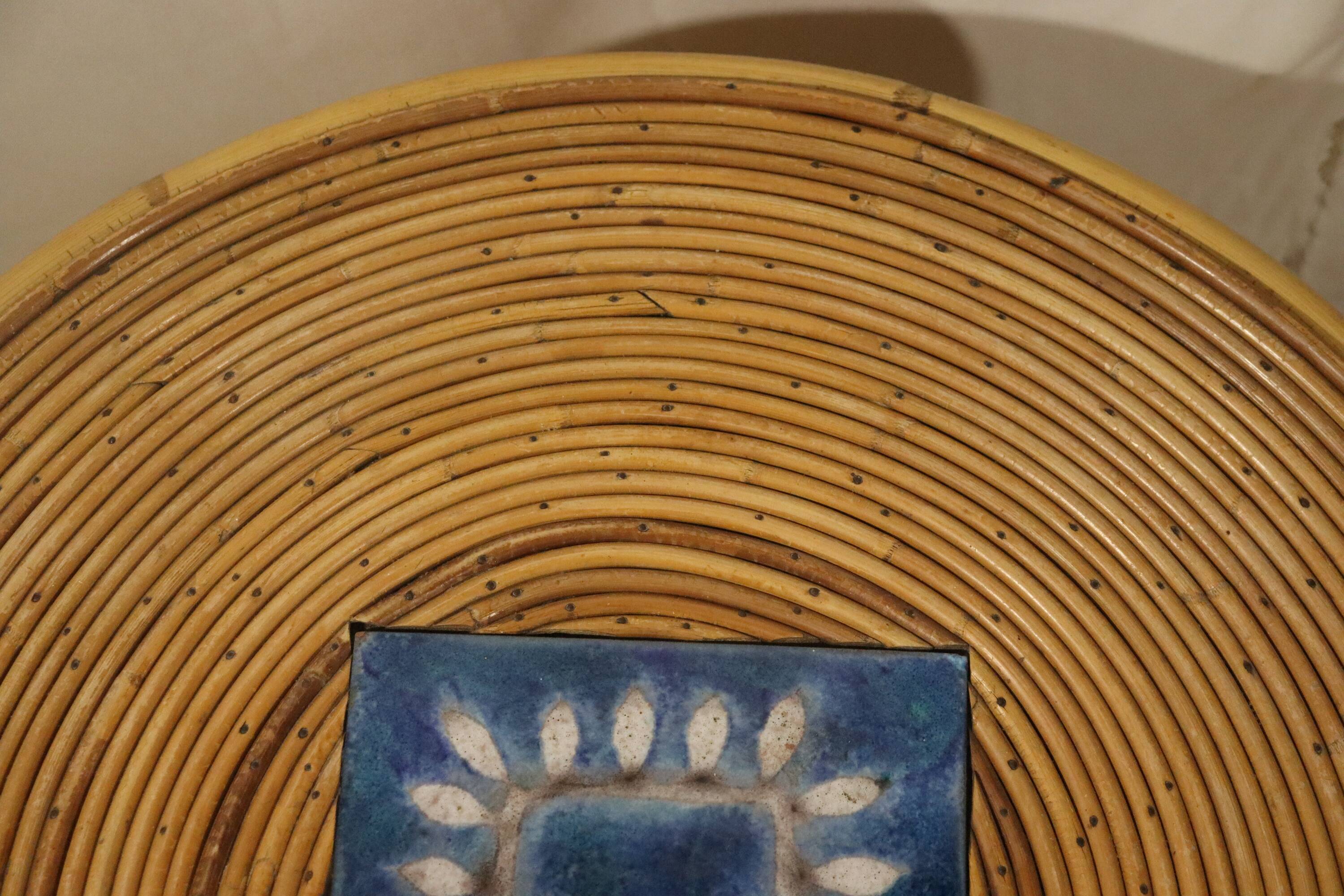 Rattan coffee table attributed Audoux Minnet