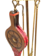 Old bronze chimney servant shovel broom bellows and clamp