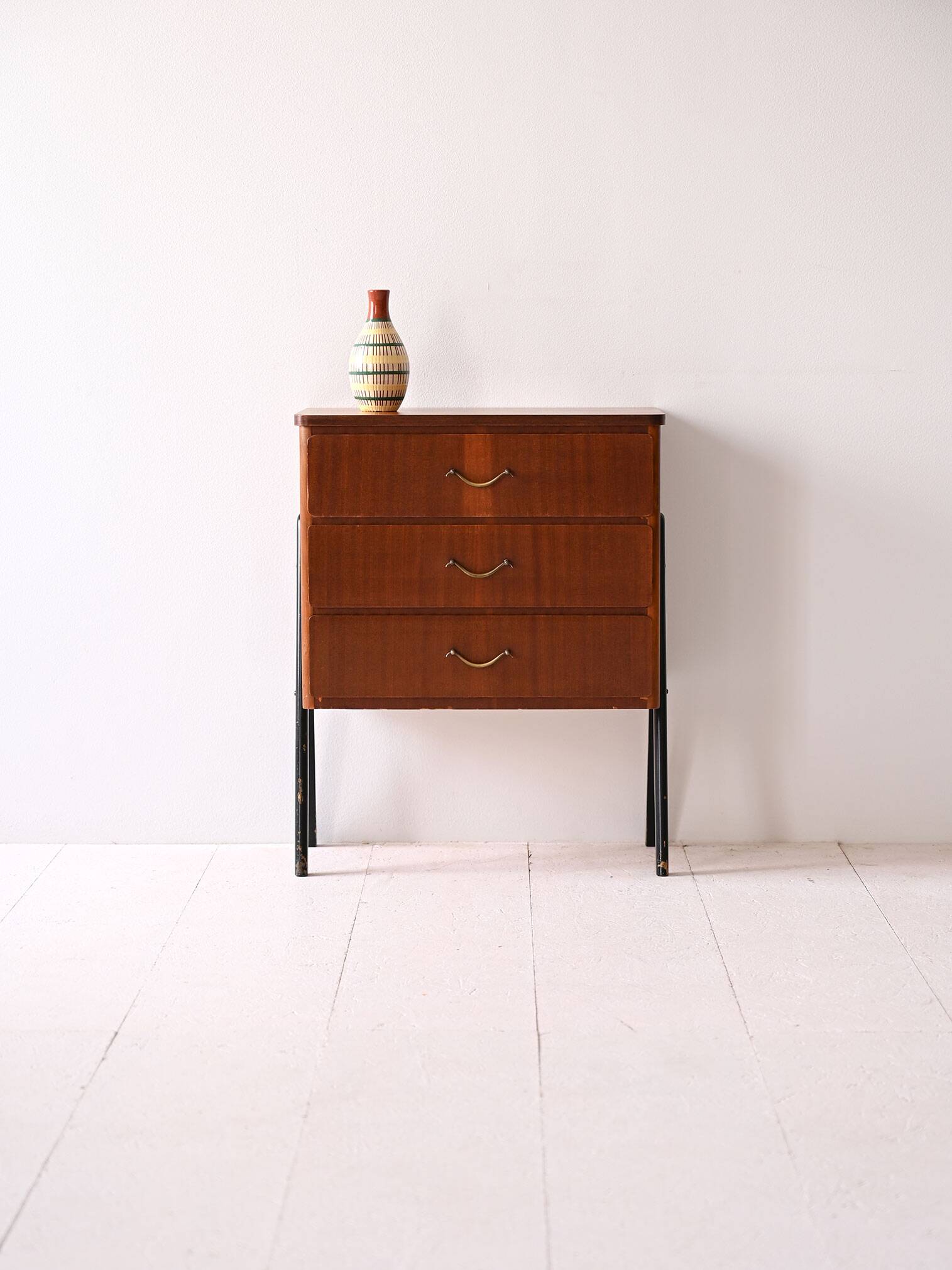 Teak bedside table with black details