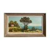 Peinture villégiature signe H.Roux