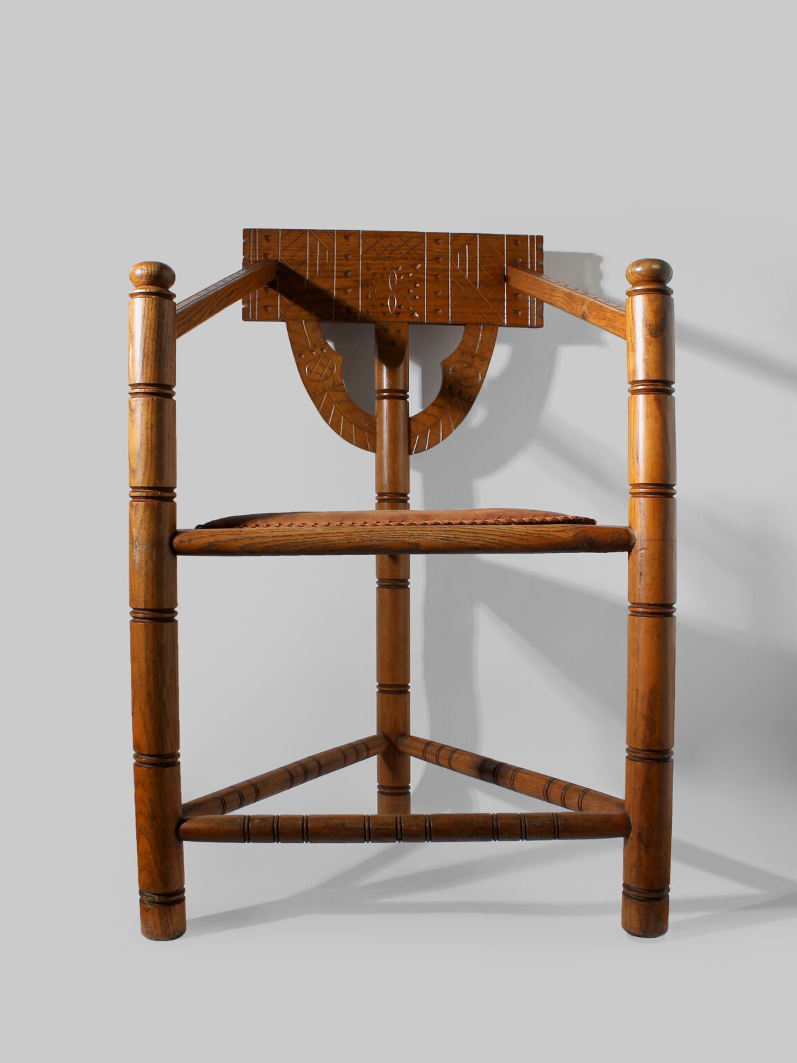 Swedish Carved Oak Monk Chair, 1930s