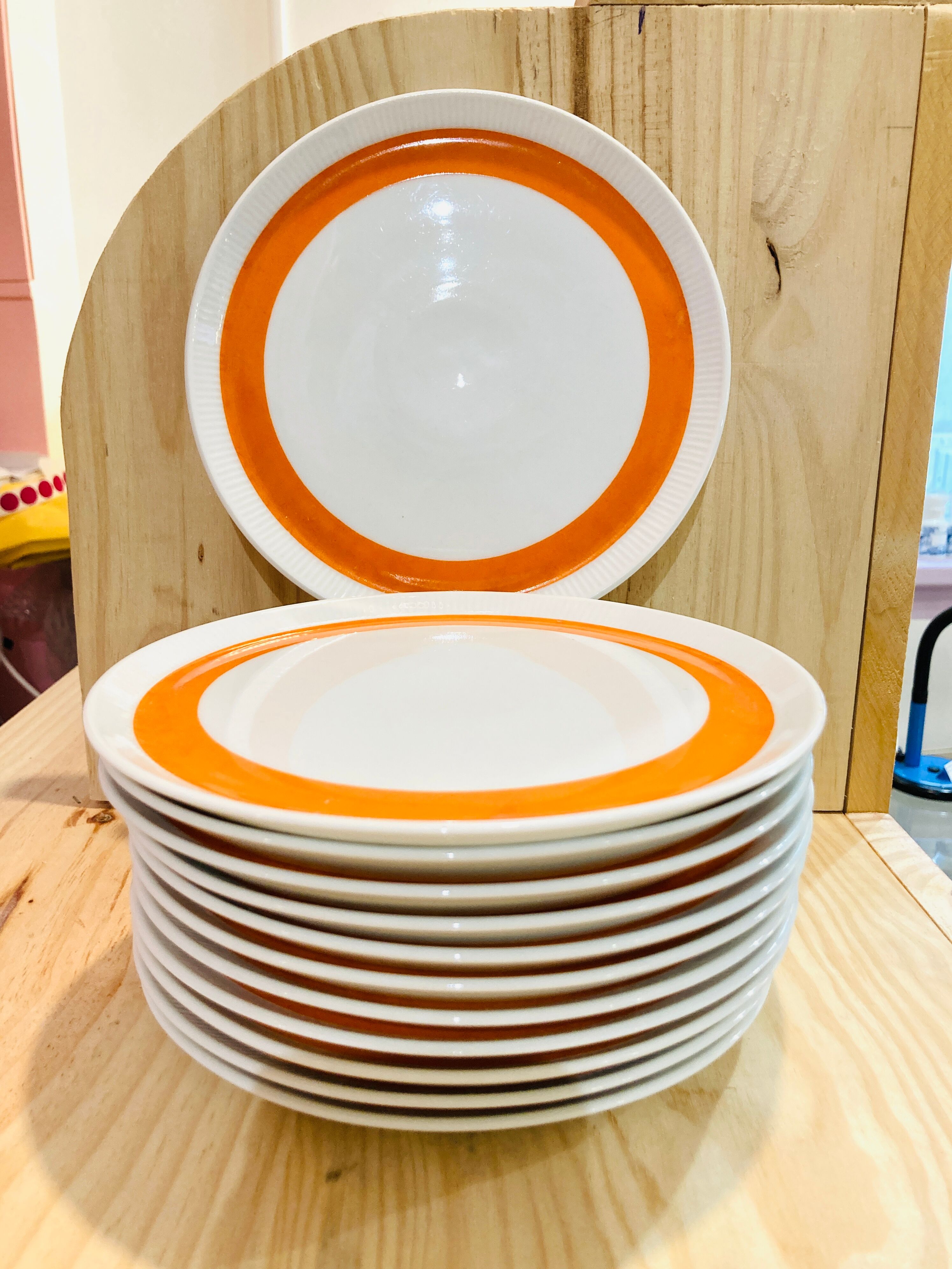 X6 petites assiettes orange Melitta-années 70-retro-vintage-cuisine