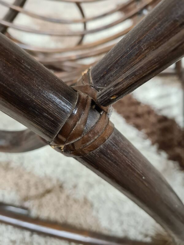 Rocking-chair en bambou rotin 1970 vintage