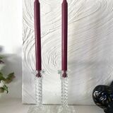 Pair of crystal column candlesticks from the 50s and 60s