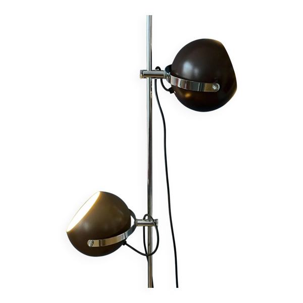 Lampadaire globe oculaire marron de style spatial du milieu du siècle