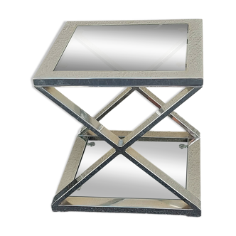 Jolie table base design 1970 chromée - bout de canapé