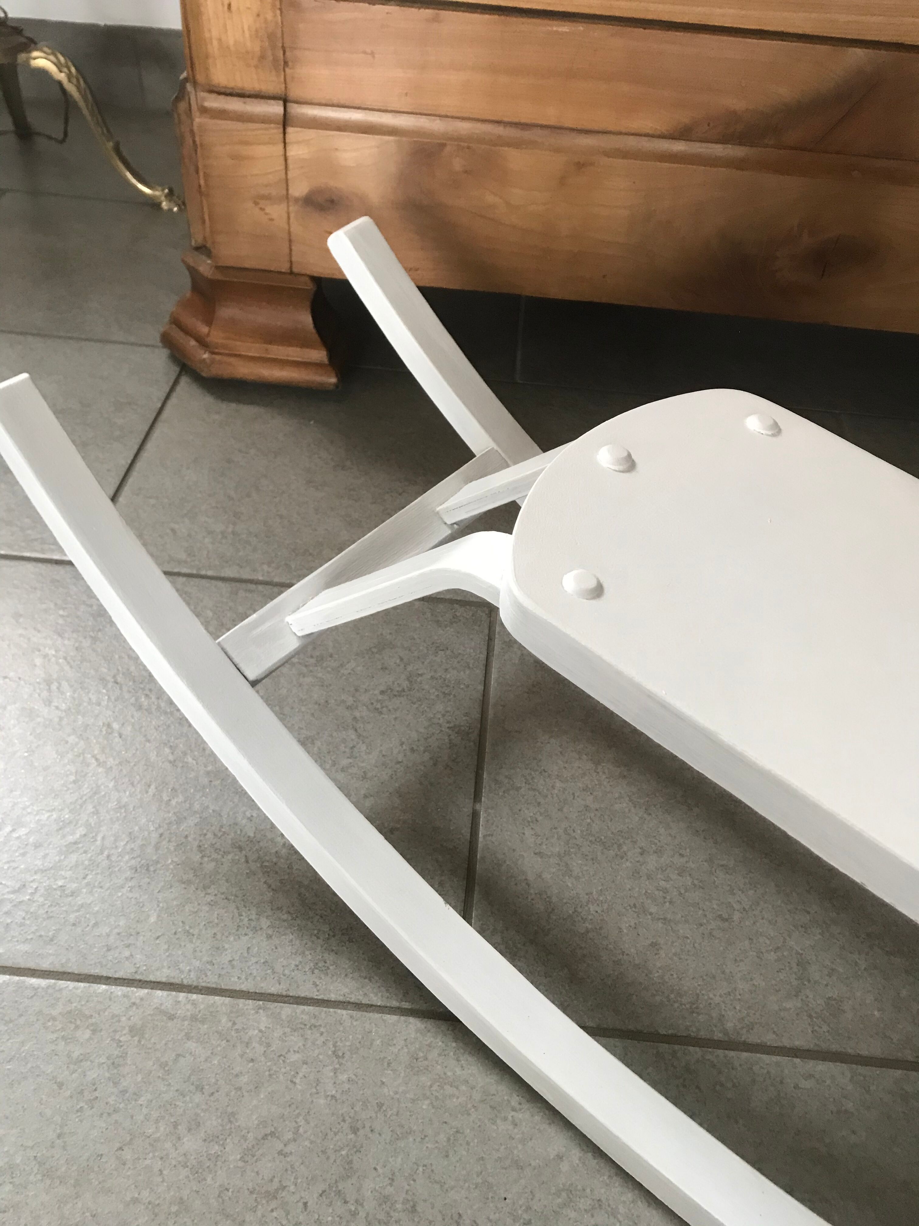 White wooden rocking horse