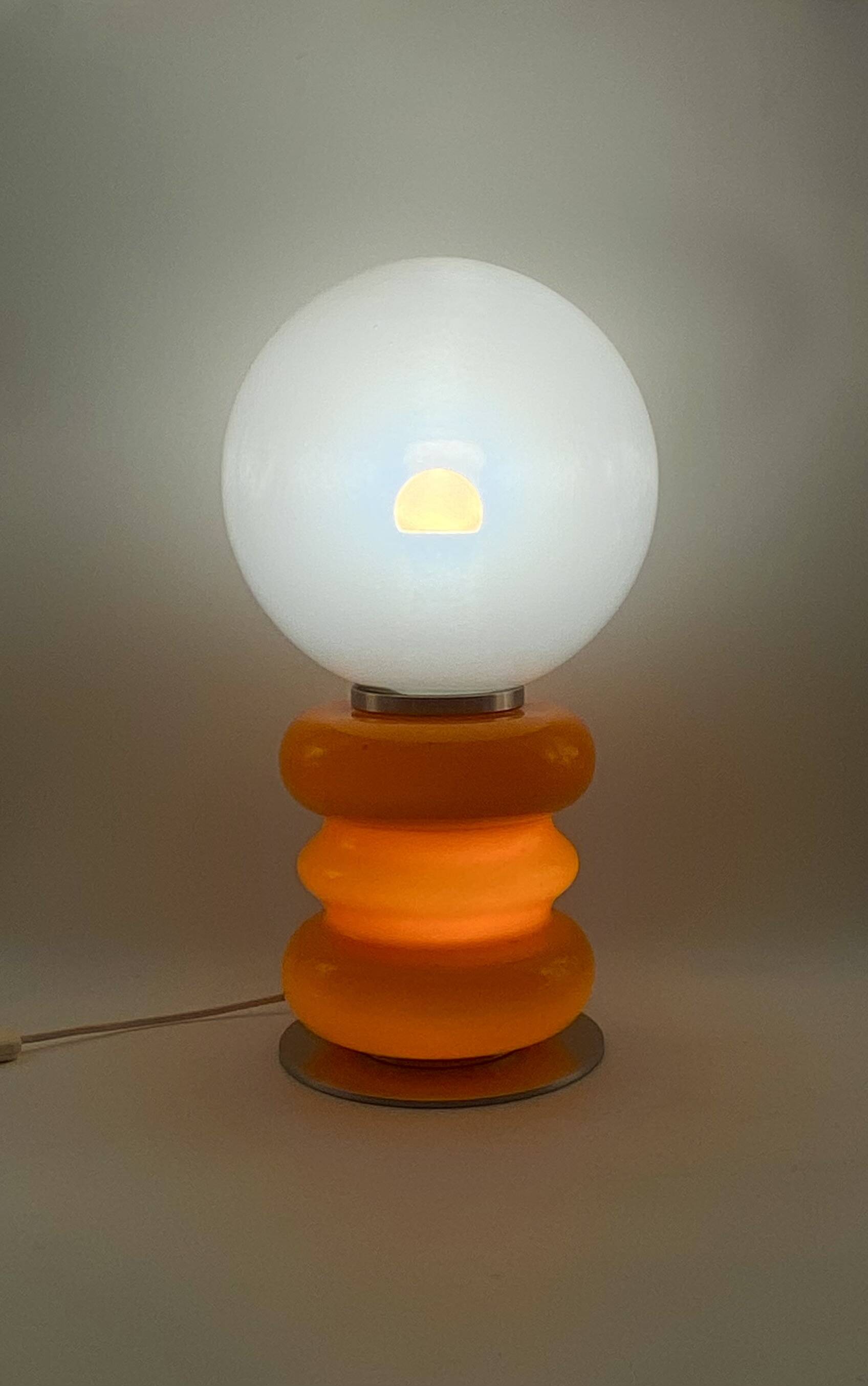 Space Age Orange Murano glass table lamp 1970s