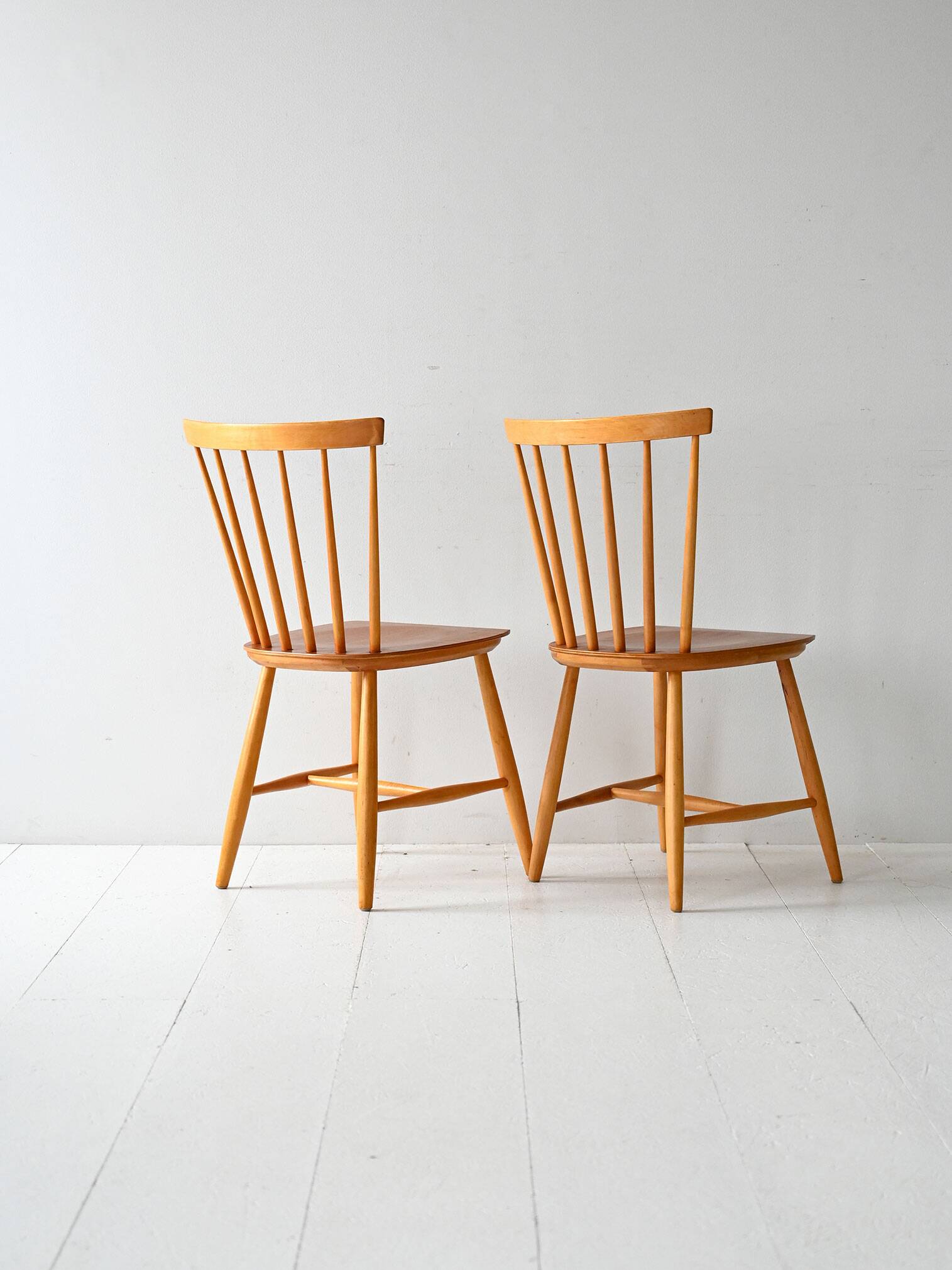 Pair of Scandinavian 1950s/60s beech and teak chairs Pinstol type