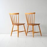 Pair of Scandinavian 1950s/60s beech and teak chairs Pinstol type