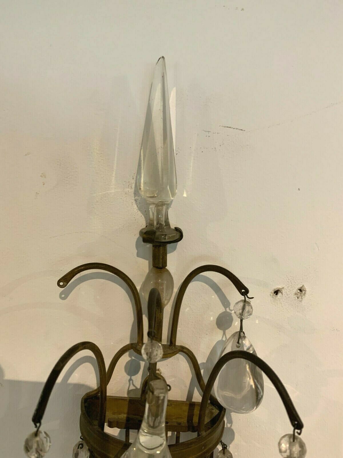 Pair of wall lamps bronze basket and grapevines XX century