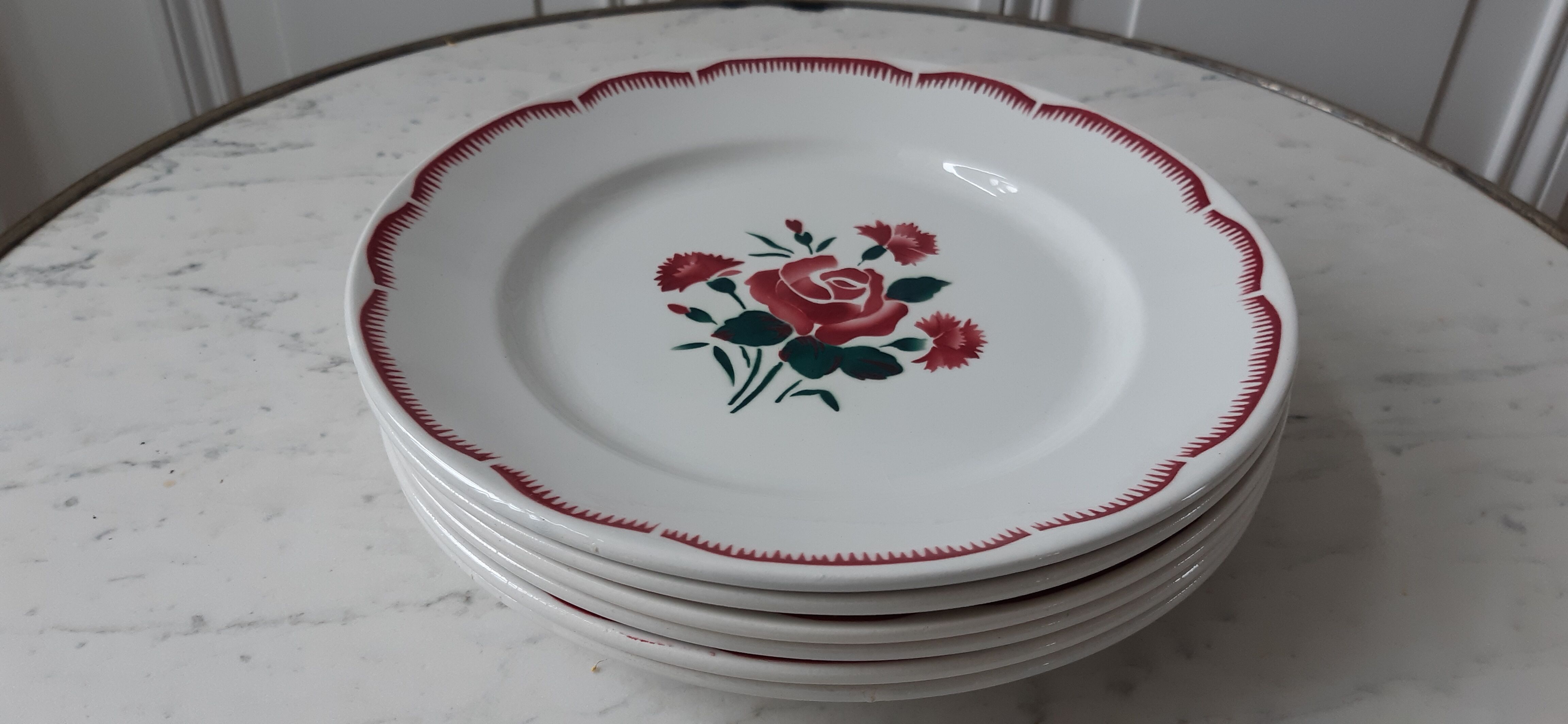Set of 6 flat plates Badonviller 30s