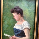 Oil on canvas 19me the reader in the garden