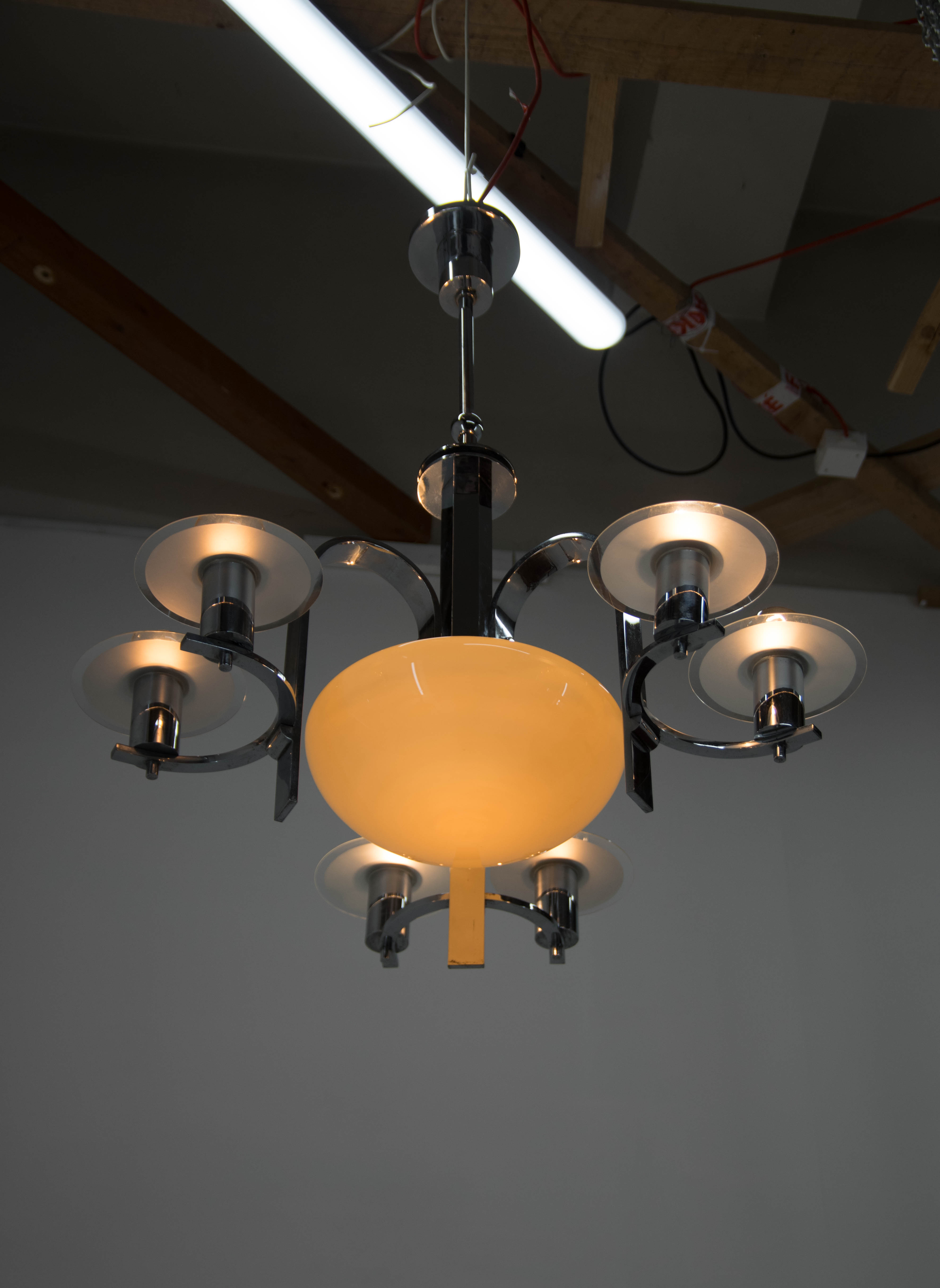 Art deco 7 flamming chandelier, 1930