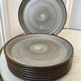 Set of 8 70s stoneware dessert plates