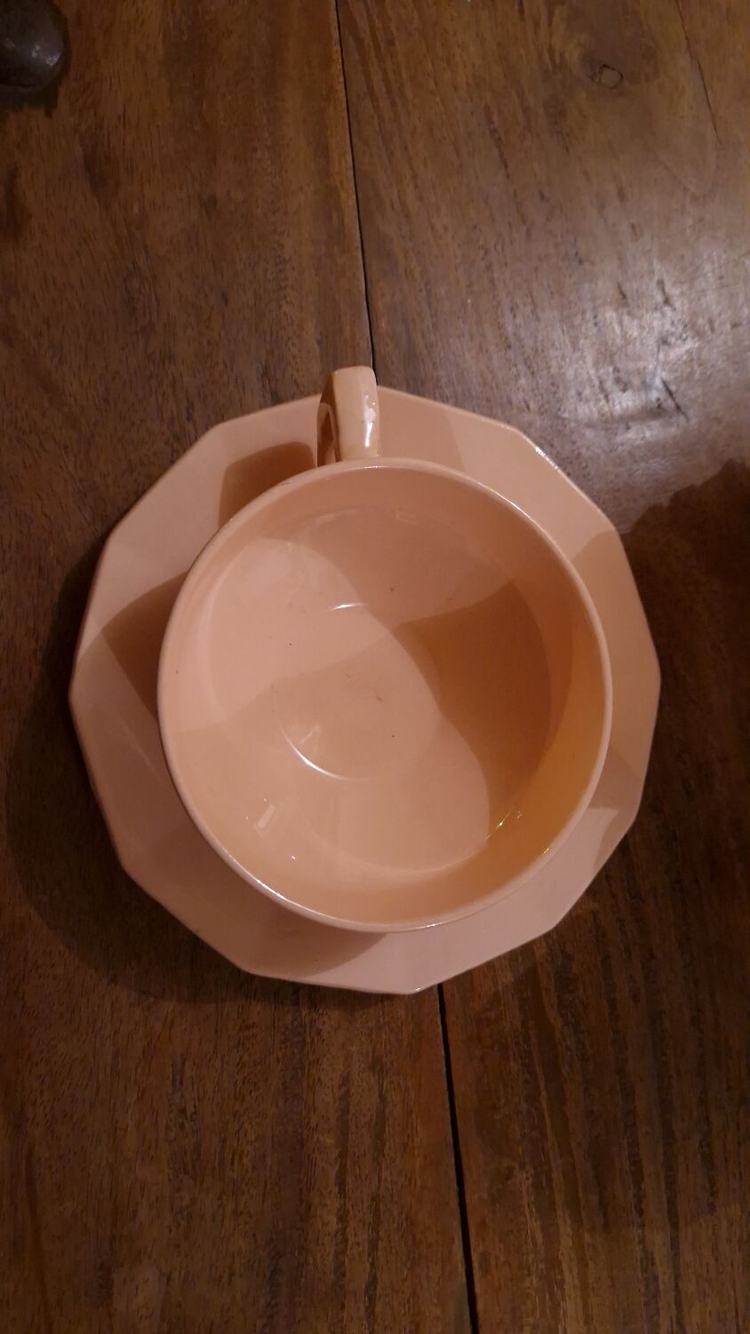 Longwy ceramic pink coffee tea set