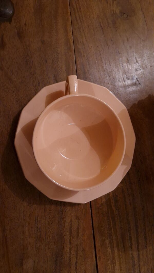 Service à thé café rose céramique longwy