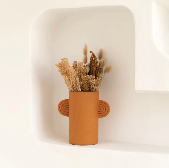 Amber terracotta ceramic vase - Oustao