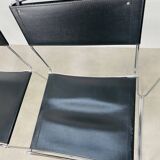 4 chairs Spaghetti Giandomenico Belotti black leather for Alias