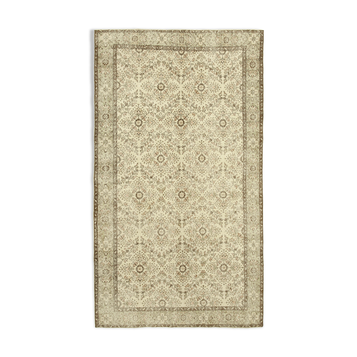 Hand-knotted rustic turkish beige rug 172 cm x 305 cm