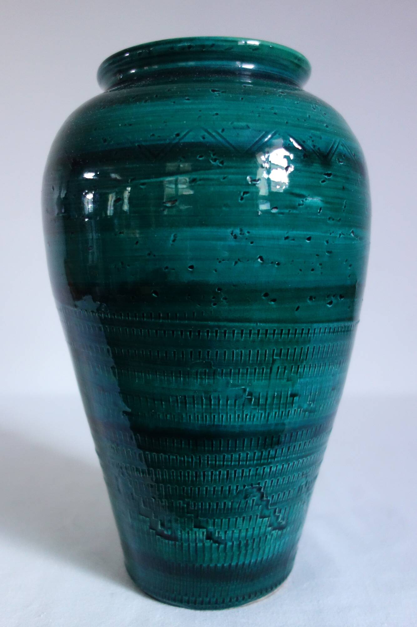 Vintage green glazed ceramic vase