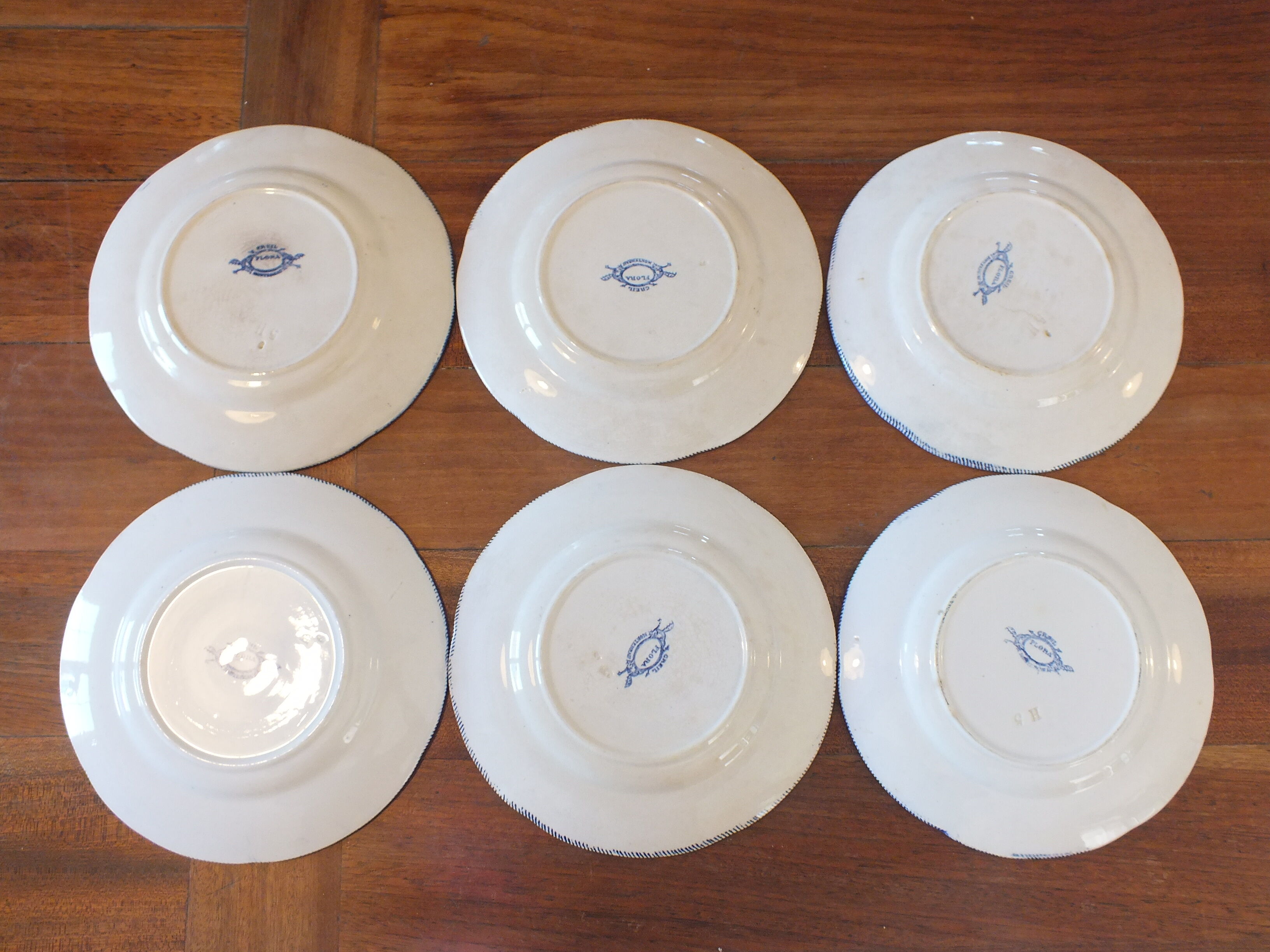 6 assiettes à dessert Creil et Montereau service Flora