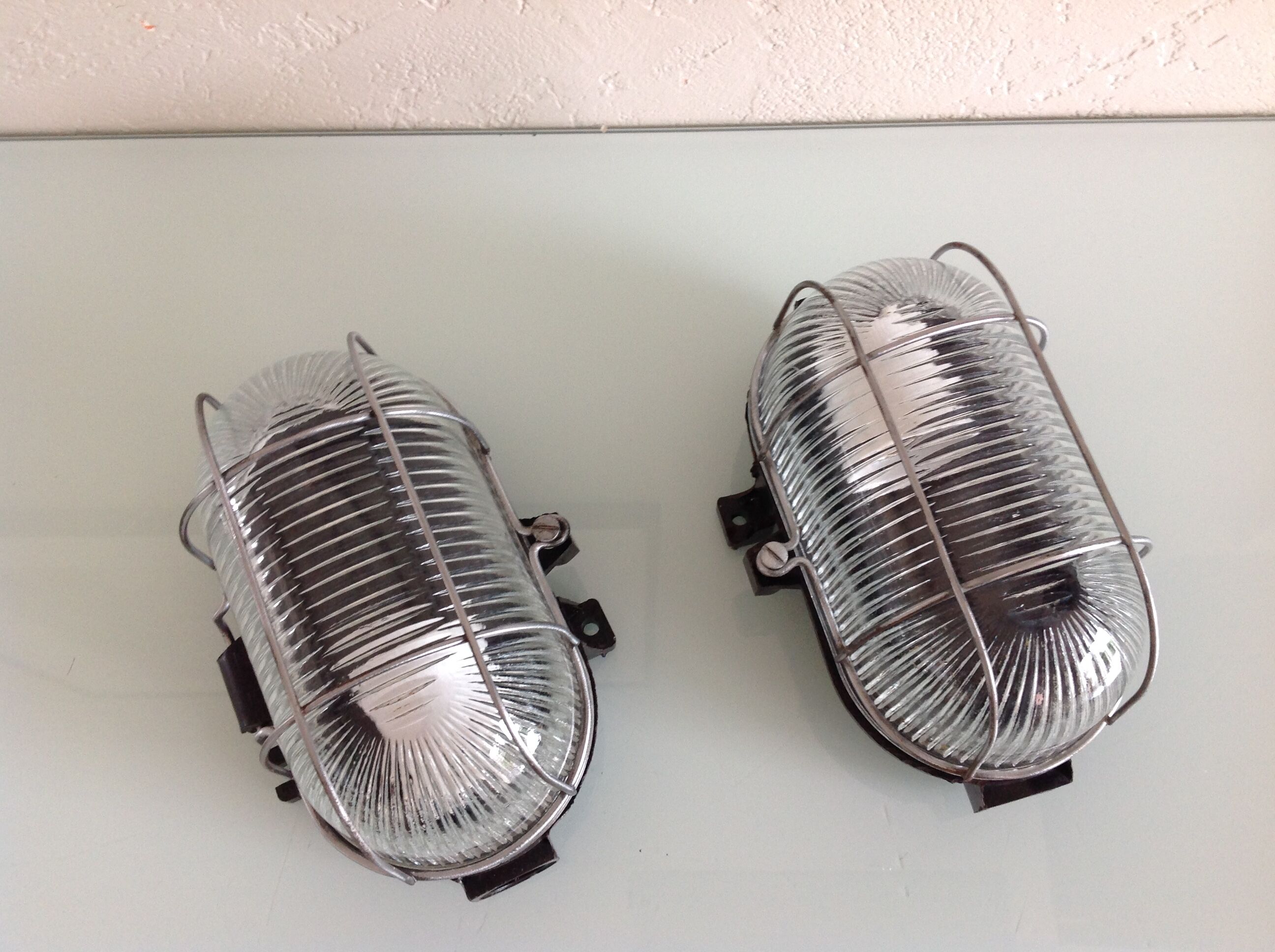 Pair of portholes industrial sconces 60/70