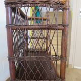 Bookcase - Bibus - 3 levels - woven rattan - bamboo - Vintage - 70s